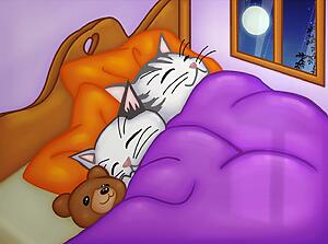chats qui dorment dans un lit