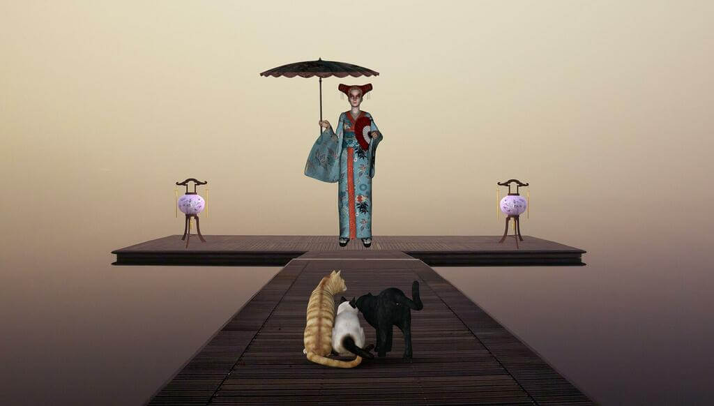 chats lanterne japon