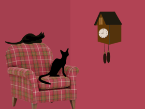 chats et horloge