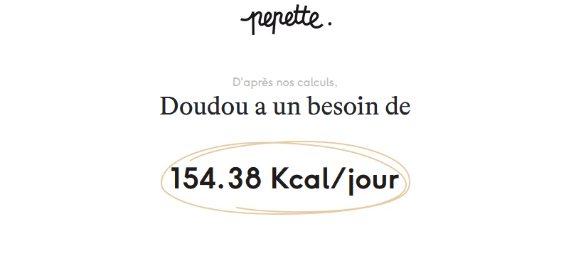 Besoins calorifique pepette