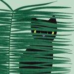 dessin de chat dans des plantes