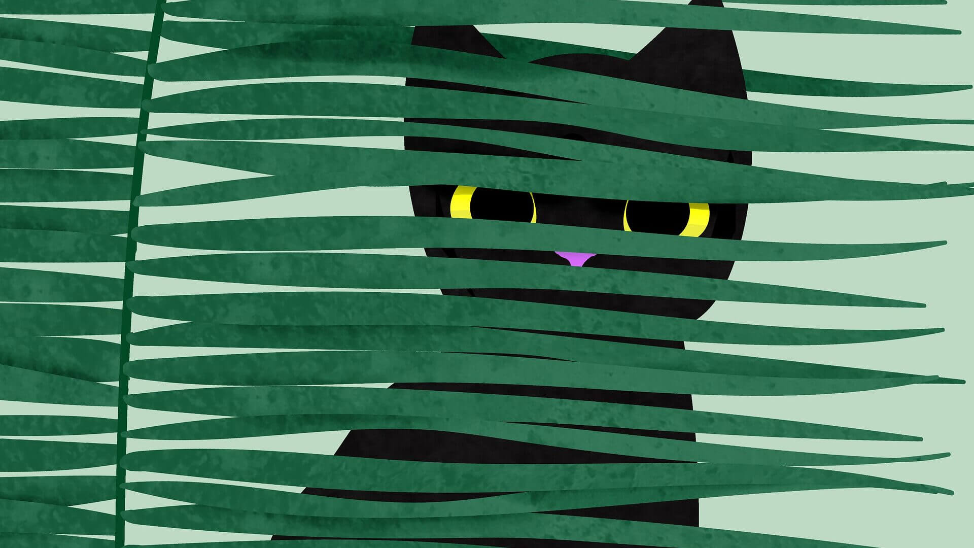 dessin de chat dans des plantes